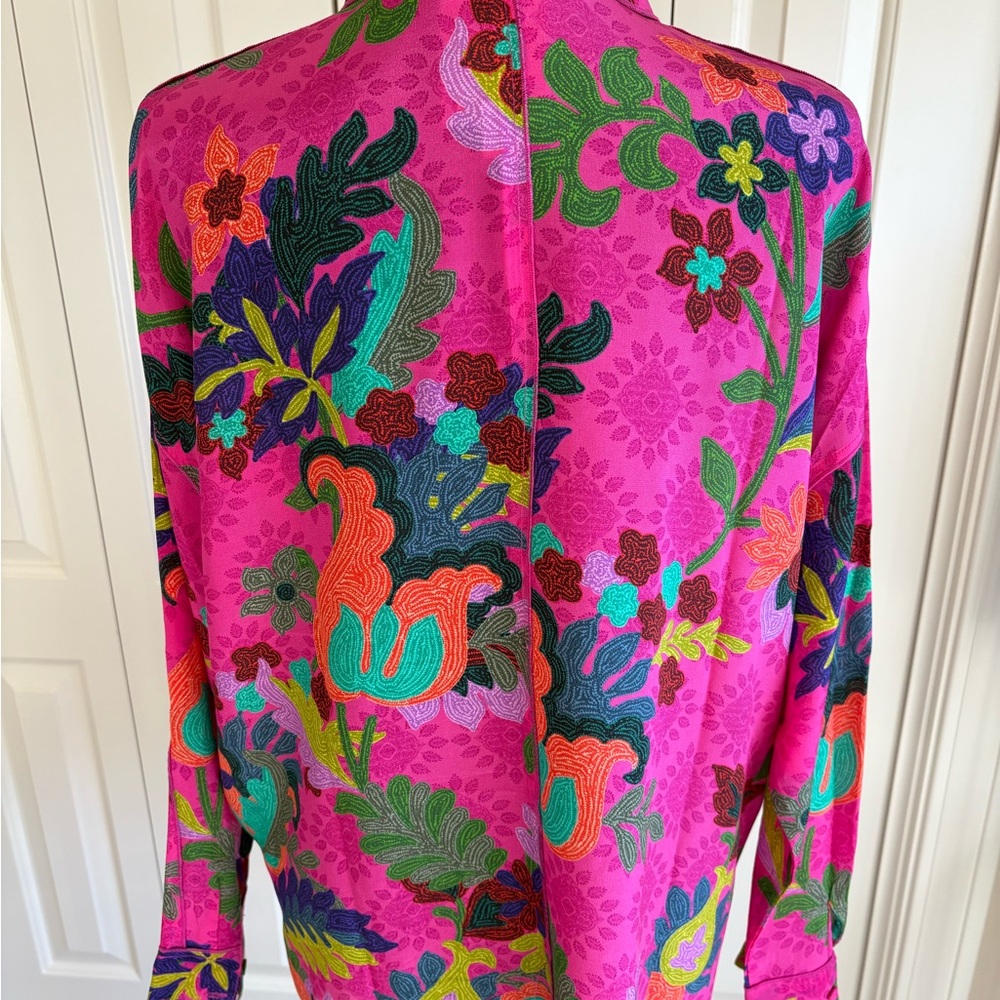 Johnny Was Martijn Shirt Fuschia and green-Size Medium - Picture 10 of 12